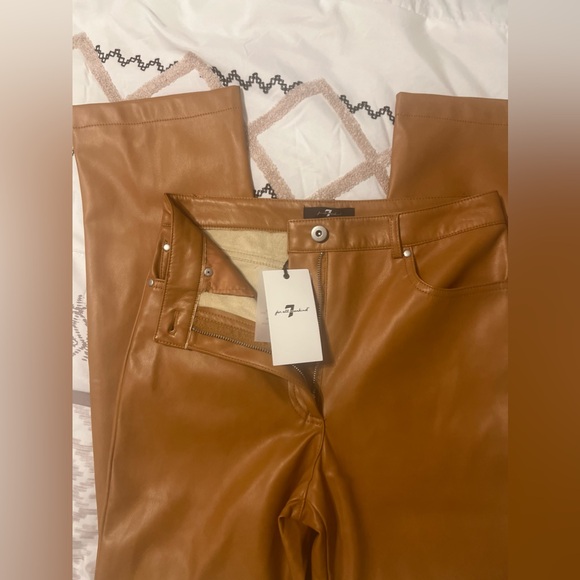 7 For All Mankind Vegan Faux Leather Straight Leg Pants NEW | s - Picture 7 of 7